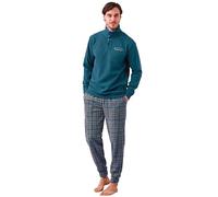 Noidinotte - Pigiama Uomo Invernale in Micropile Articolo Galles. - M Blu