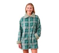 Noidinotte - Vestaglia donna invernale in coral articolo scozzese. - XL Verde
