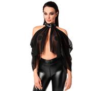 Noir Bolero Arioso Transparent-Top Im Cape-Style: Asimmetrico, senza Spalline