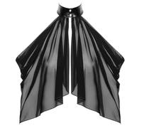 Noir Bolero - Top trasparente traspirante in stile capo: asimmetrico, spalle scoperte con allacciatura al collo, fine tulle elasticizzato, Nero , 5XL