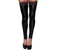 Noir Handmade - Calze Trasparenti In Wetlook Attillate Nere - S-3XL