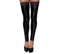 Noir Handmade - Calze Trasparenti In Wetlook Attillate Nere - S-3XL