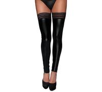 Noir Handmade F158 Powerwetlook Stockings with Elastic Tape M