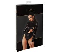 Noir Handmade Nero Powerwetlook Maniche Lunghe Body, Cerniere a 2 vie sopra