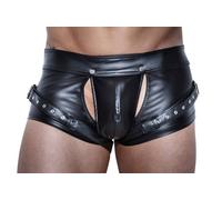 Noir Handmade - Uomo Effetto Lucido Cutout Borchie Pantaloni/Pantaloncini Nero -