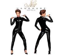 Noir Handmade Woman's Fitted Sexy Jumpsuit Tutina PVC Vestitino Aderente Intero