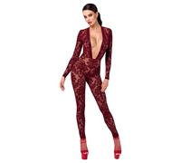 Noir Kink Royal - catsuit trasparente (rosso) - L