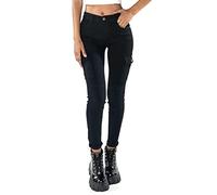 Noir Triple XXX Pantaloni cargo da donna aderenti, elasticizzati, jeans skinny, taglia 38-48, Nero , 38