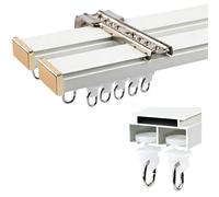 NOIRDA Bastoni per Tende Doppi per Esterni, Sistema A Doppio Binario in Alluminio, Binario Decorativo Bianco per Tende Divisorie per Soggiorno, Camera da Letto(White-Wall,150cm/4.9ft)