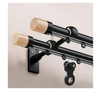 NOIRDA Binario Doppio per Tende Parete, Bastone per Tende con Terminali Rotondi, Binario per Tende Divisorio, per Appartamento Albergo Ospedale, con Raccordi(Nero,250cm(2 * 125cm))