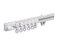 NOIRDA Binario per Tende Autoadesivo da Soffitto O da Parete, Binario di Tendaggio per Finestre di Camper, Divisori, Armadi, Telai per Porte del Bagno(White-Wall,250cm(2 * 125cm))