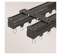 NOIRDA Binario per Tende Doppio, Binario per Tende Curvo da Soffitto con Rulli Muti, Asta Divisoria in Alluminio per Soggiorno, Privacy E Decorazione per La Casa(Black-Ceiling,115cm/3.7ft)
