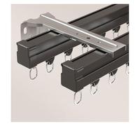 NOIRDA Binario per Tende Doppio, Binario per Tende Curvo da Soffitto con Rulli Muti, Asta Divisoria in Alluminio per Soggiorno, Privacy E Decorazione per La Casa(Black-Wall,260cm(2 * 130cm))