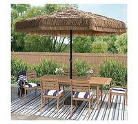 NOIRDA Grande ombrellone Hawaiano da Esterno, Ombrellone Parasole Impermeabile in Paglia da 2,7 m, con meccanismo a manovella, ombrellone Tiki Hut Portatile, Colore Naturale