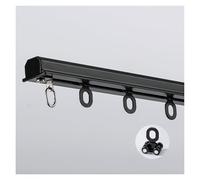 NOIRDA Sistema di Binari per Tende Invisibili, Binario per Tende da Soffitto Pre-assemblato, per Divisorio/Privacy, Binario Scorrevole in Alluminio per Doccia(Nero,220cm/7.2ft(2 * 110cm))