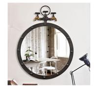 NOIRDA Specchio Da Parete Stile Industriale Retrò Da 50 Cm Con Decorazione A Forma Di Drago D'acqua, Specchi Rotondo Con Cornice In Metallo Rotondo, Specchio Da Toilette Da Parete, Nero