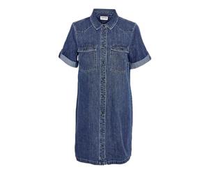 NOISY MAY Abito di Jeans Corto da Donna Oversize Manica Corta Design Camicia Abito di Base, Colore:Blu, Taglia:L