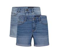 Noisy may BeLucky, pantaloncini da donna a vita alta, confezione da 2 pezzi, pantaloncini corti da bermuda estivi, basic denim elasticizzato, blu, nero, S, M, L, XL, XXL, Light Blue & Medium Blue