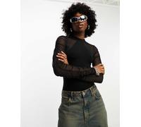 Noisy May - Body a rete nero con cut-out XS