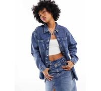 Noisy May - Camicia di jeans oversize blu lavaggio medio S