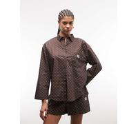Noisy May - Camicia oversize color cioccolato a pois in coordinato-Marrone L