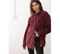 Noisy May - Camicia oversize in tessuto a coste bordeaux-Rosso XS