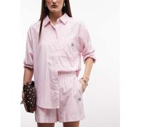 Noisy May - Camicia oversize rosa e bianca a righe in coordinato S