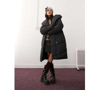 Noisy May - Cappotto taglio lungo imbottito nero con cappuccio oversize L