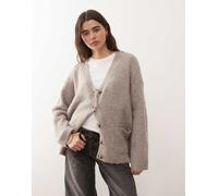Noisy May - Cardigan oversize in maglia beige-Neutro S