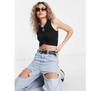 Noisy May - Crop top nero con incrocio sul davanti L