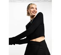 Noisy May - Crop top nero con scollo rotondo XS
