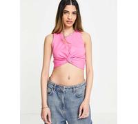 Noisy May - Crop top rosa con incrocio sul davanti L