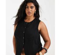 Noisy May Curve - Gilet in misto lino nero 50