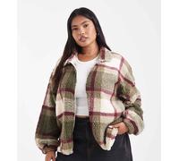 Noisy May Curve - Pile color crema e kaki a quadri oversize-Rosso 48