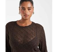 Noisy May Curve top in pizzo a maniche lunghe color cioccolato-Marrone 46