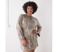 Noisy May Curve - Vestito corto leopardato con paillettes e schiena scoperta-Nero 46