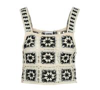 Noisy May Damen Crop Top Patchwork Design Häkeltop mit Muster