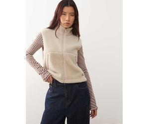 Noisy May - Gilet in pile teddy beige-Bianco XL