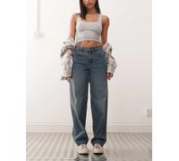 Noisy May - Hazel - Jeans a cilindro blu medio vintage con cuciture sulle ginocchia W31 L30