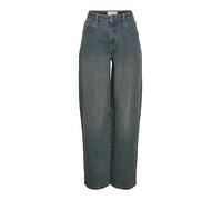 Noisy May Jeans Hazel a cilindro vita alta blu medio vintage cuciture sulle ginocchia W32 L30