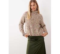 Noisy May - Maglione con filato multicolore e collo alto-Bianco XL