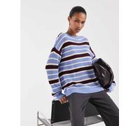 NOISY MAY Maglione a maniche lunghe con scollo a O e righe, modello NOISY MAY blu