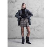 Noisy May - Minigonna a vita alta a pieghe beige a quadri-Neutro XL