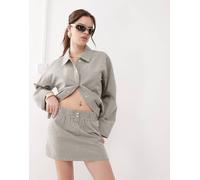 Noisy May - Minigonna stile boxer grigia a righe in coordinato-Grigio XL