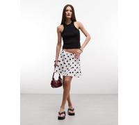 Noisy May - Minigonna svolazzante bianca e nera a pois-Bianco S