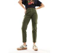 Noisy May - Moni - Jeans cargo multitasche a vita alta color kaki-Verde W28 L32