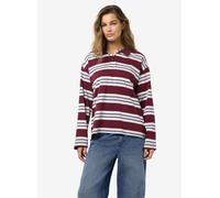 Noisy May - NMAURA L/S STRIPED POLO SHIRT JRS Bordeaux - Abbigliamento XS Bordeaux