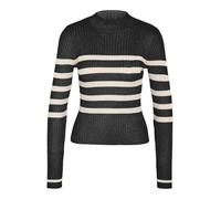 Noisy may Nmfifi L/S High Neck Rib Knit FWD Noos Pullover, Nero/Strisce: Avena, L Donna