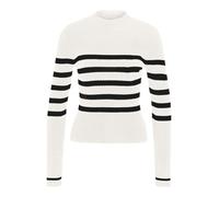 Noisy may Nmfifi L/S High Neck Rib Knit FWD Noos Pullover, Sugar Swizzle/Stripes:Black, XS Donna