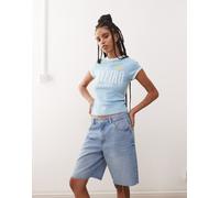 Noisy May - Pantaloncini di jeans ampi lavaggio blu chiaro a vita alta XL